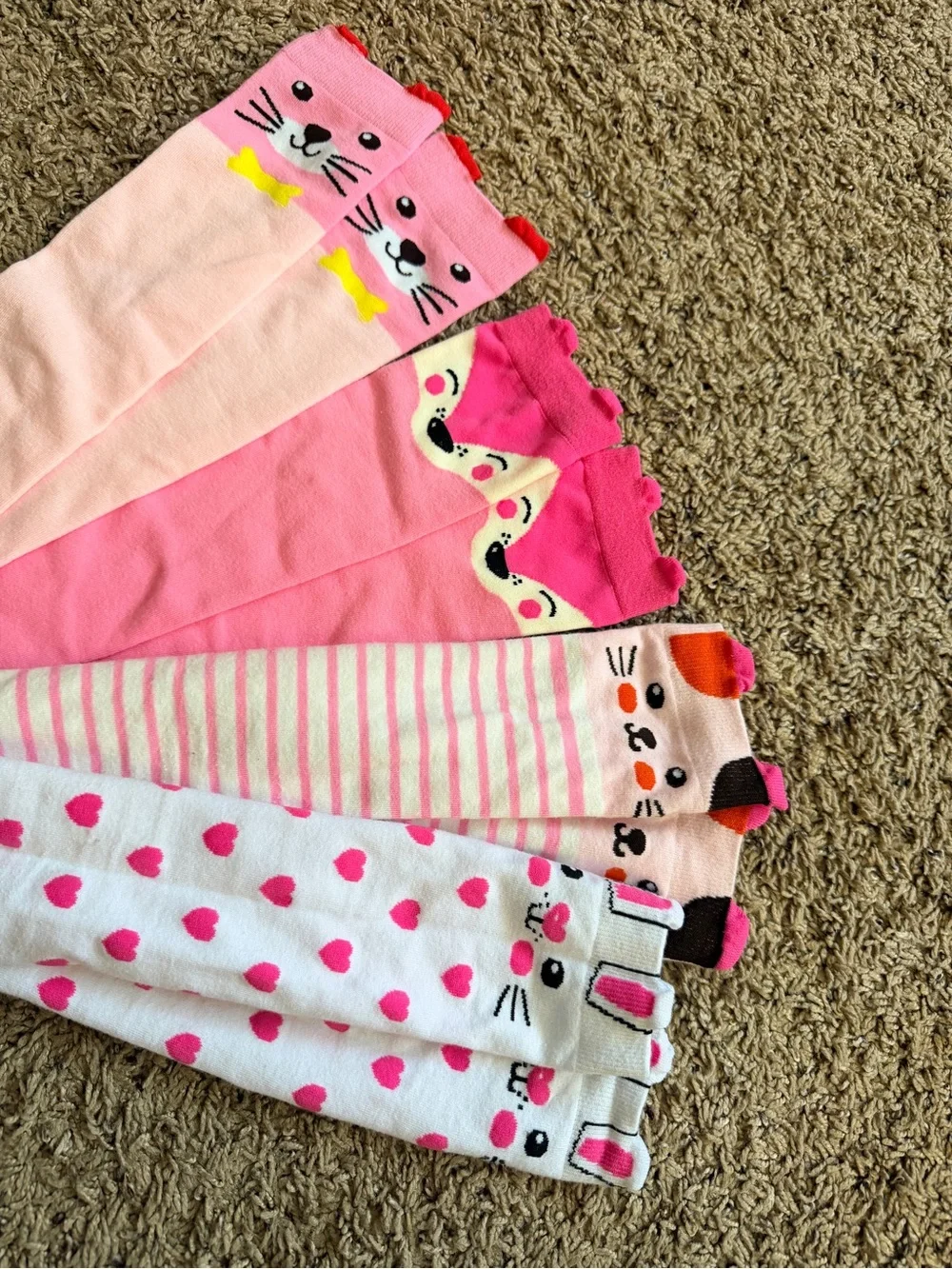 4 Pairs Girls Cartoon Animal Knee High Socks Assorted Styles